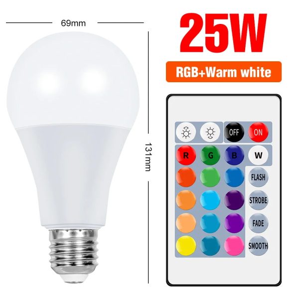 RGB Neon Light E27 Rainbow Lamp 220V LED Colorful Bulb With IR Remote Control 20W 25W Bombillas LED Christmas Holiday Decoration - Image 10