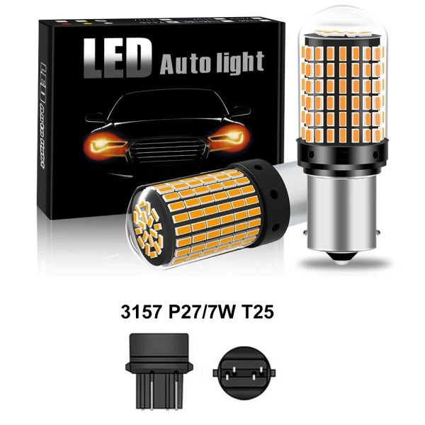 2 pcs led Flashing light for car canbus py21w 5W P21w bau15s 1156 BA15S T20 W21/5W  3157 1157 Bulb 144smd Signal Lamp Assembly - Image 11
