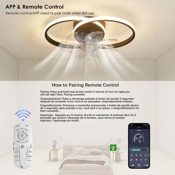 Modern Ceiling Fan with Light Smart Lamp Fan with Remote and APP Control for Bedroom Indoor LED Ceiling Fans Chandeliler - Image 3